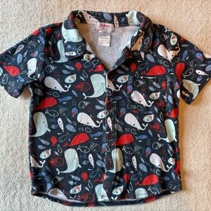 Zutano Kids Whale Print Button Down Shirt - Navy and Red